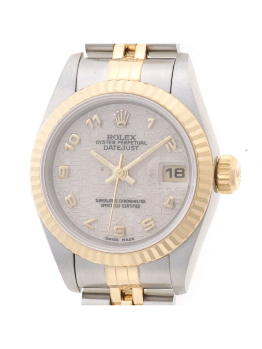 Rolex Datejust Watch Yellow Gold Silver Jubilee Dial